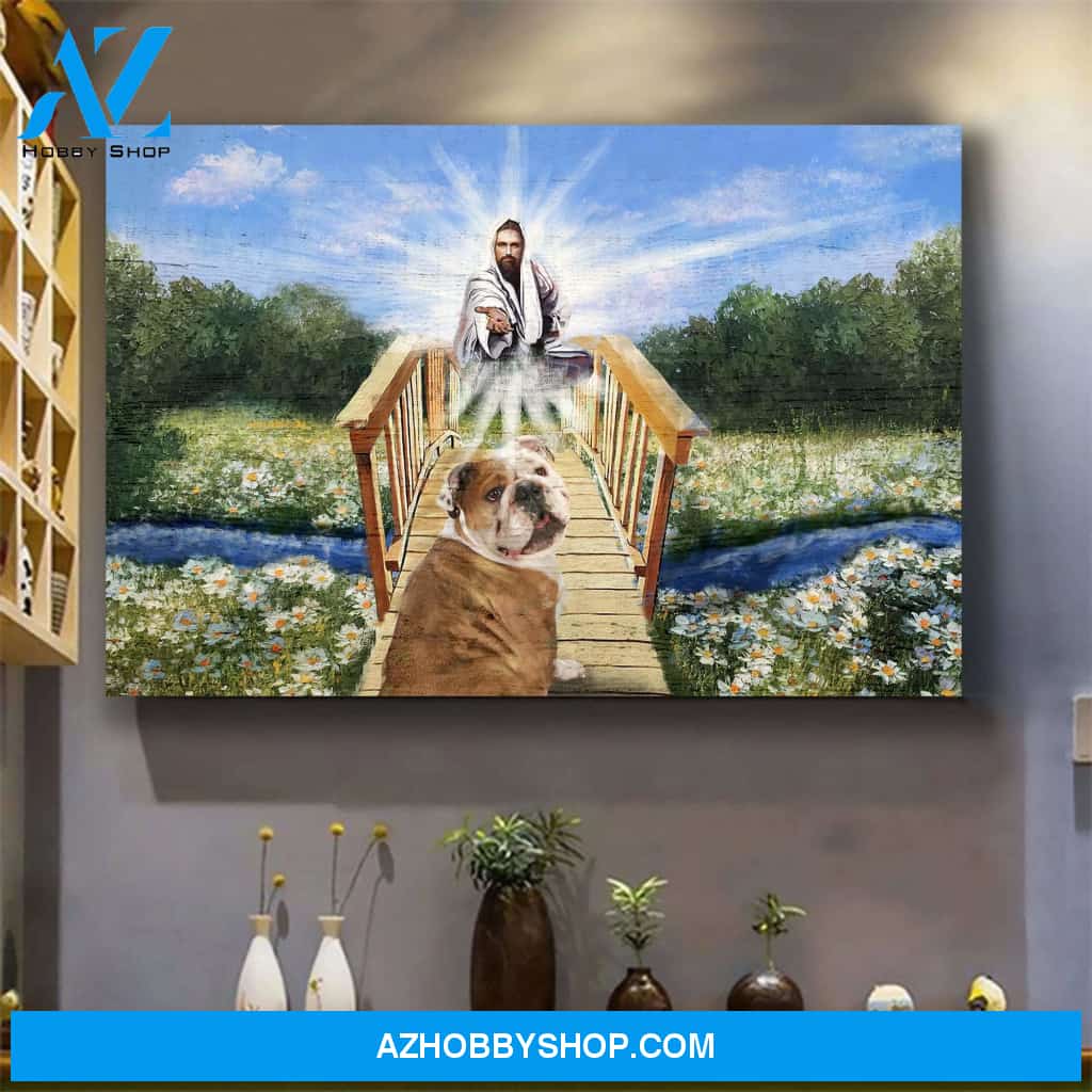 Bulldog - In God's hand - Dog Landscape Canvas Prints - Wall Art