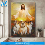 Bulldog - In the arms of Jesus - Dog Portrait Canvas Prints, Wall Art