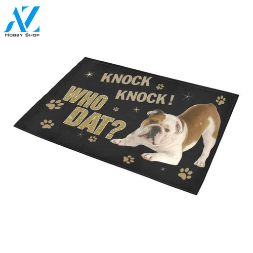 Bulldog Knock Who Dat Doormat Indoor And Outdoor Mat Entrance Rug Sweet Home Decor Housewarming Gift Gift For Friend Family Stem Feminist