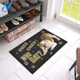 Bulldog Knock Who Dat Doormat Indoor And Outdoor Mat Entrance Rug Sweet Home Decor Housewarming Gift Gift For Friend Family Stem Feminist