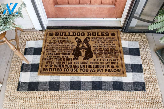 Bulldog Rules Funny Doormat Gift For Dog Lovers Birthday Gift Home Decor Warm House Gift Welcome Mat