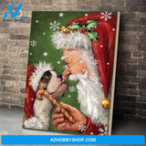 Bulldog Smile with Santa Christmas Canvas Prints Wall Art - Matte Canvas