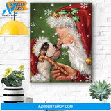 Bulldog Smile with Santa Christmas Canvas Prints Wall Art - Matte Canvas