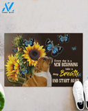 Bulldog Sunflower Every Day Is A New Beginning Indoor And Outdoor Doormat Gift For Dog Lovers Birthday Gift Decor Warm House Gift Welcome Mat