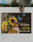 Bulldog Sunflower Every Day Is A New Beginning Indoor And Outdoor Doormat Gift For Dog Lovers Birthday Gift Decor Warm House Gift Welcome Mat