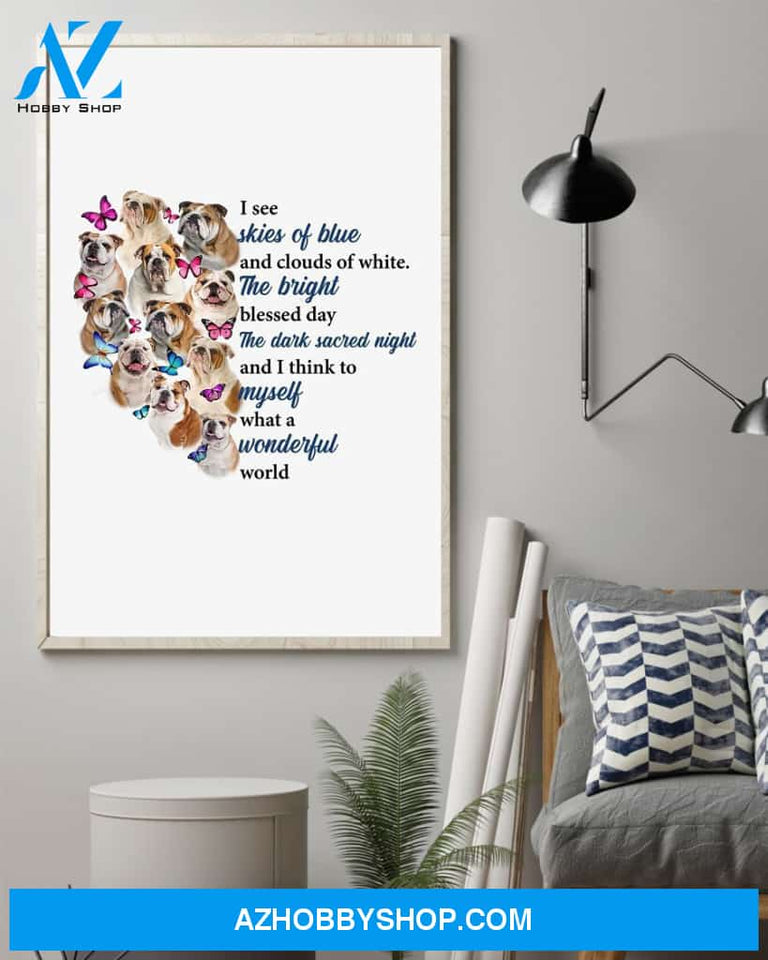 Bulldog What A Wonderful World Dog Mom Canvas And Poster Wall Decor Visual Art
