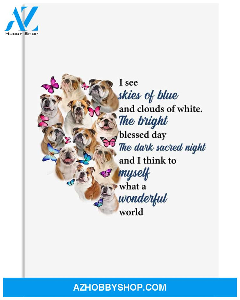 Bulldog What A Wonderful World Dog Mom Canvas And Poster Wall Decor Visual Art