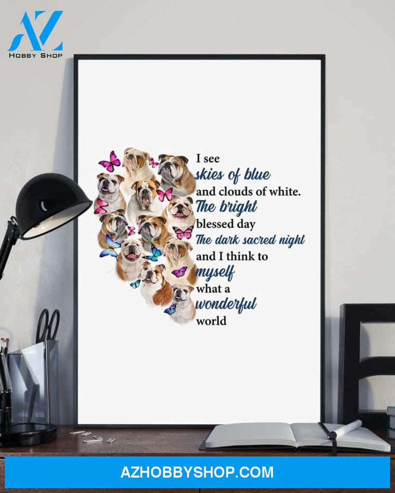 Bulldog What A Wonderful World Dog Mom Canvas And Poster Wall Decor Visual Art