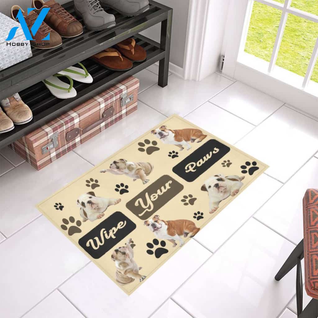 Bulldog Wipe Your Paws doormat | Welcome Mat | House Warming Gift