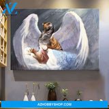 Bulldog with beautiful wings and girl sleeping Bulldog Landscape Canvas Prints - Wall Art