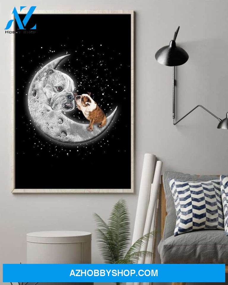Bulldog with moon love to moom poster