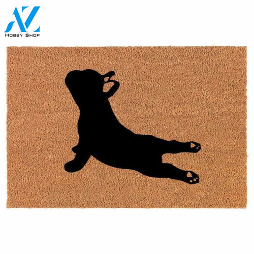 Bulldog Yoga Coir - Fitness Doormat Welcome Mat House Warming Gift Home Decor Gift For Dog Lovers Funny Doormat Gift Idea