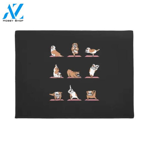 Bulldog Yoga Puppy Doormat Welcome Mat House Warming Gift Home Decor Gift For Dog Lovers Funny Doormat Gift Idea