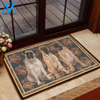 Bullmastiff Flower Paw - Dog Doormat | Welcome Mat | House Warming Gift