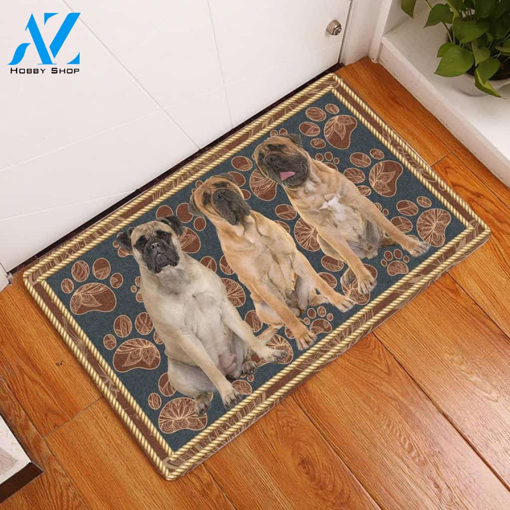 Bullmastiff Flower Paw Doormat