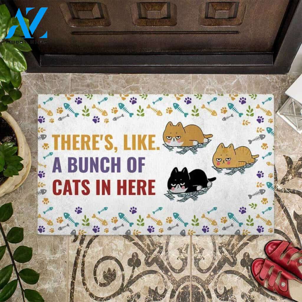 Bunch Of Cats Easy Clean Welcome DoorMat | Felt And Rubber | 40x60 cm | 45x75 cm | 60x90 cm | Colorful | DO1032