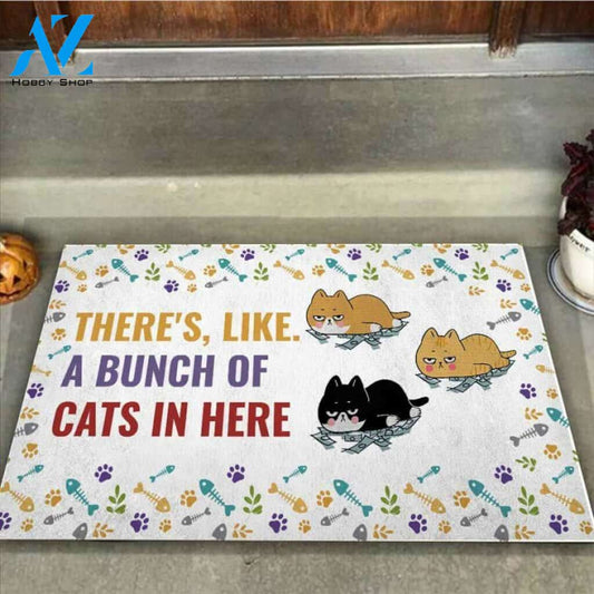 Bunch Of Cats Easy Clean Welcome DoorMat | Felt And Rubber | 40x60 cm | 45x75 cm | 60x90 cm | Colorful | DO1032