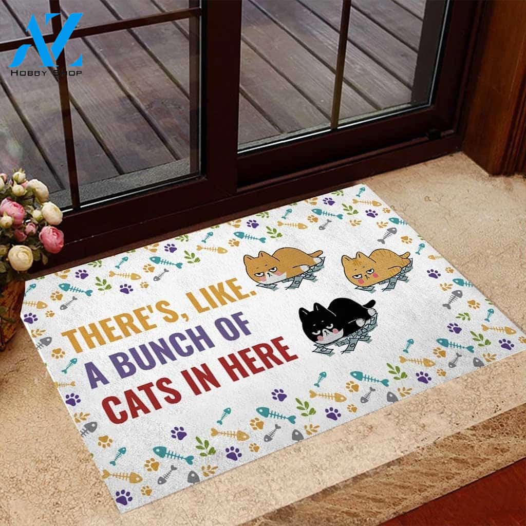 Bunch of cats in Here Cat Doormat | Welcome Mat | House Warming Gift