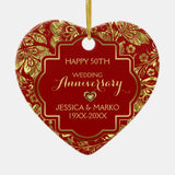 Burgundy & Gold 50Th Wedding Anniversary Ceramic Ornament