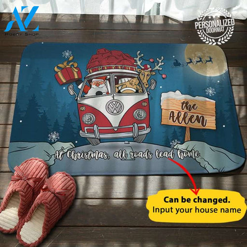 Bus Christmas Personalized Doormat