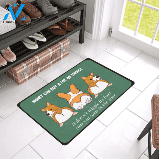 Butt Time You Come In The Door Corgi Easy Clean Welcome DoorMat | Felt And Rubber | 40x60 cm | 45x75 cm | 60x90 cm | Colorful | DO1449