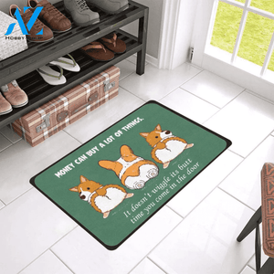 Butt Time You Come In The Door Corgi Easy Clean Welcome DoorMat | Felt And Rubber | 40x60 cm | 45x75 cm | 60x90 cm | Colorful | DO1449