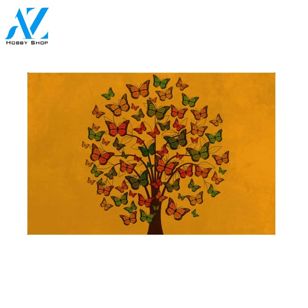 Butterflie Tree Indoor and Outdoor Doormat Gift for Butterfly Lovers Birthday Gift Decor Warm House Gift Welcome Mat