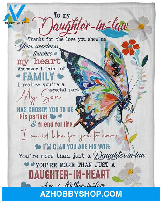 Butterflies Blanket To Daughter In Law From Mother In Law Thanks For The Love You Show Me Your Sweetness