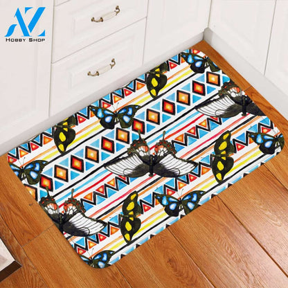 Butterflies Diamond Patterns Door Mat