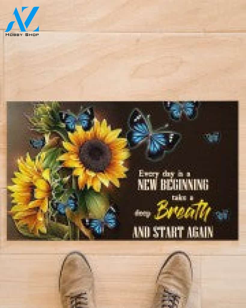 Butterflies Lovely Sunflower New Beginning And Start Again Doormat