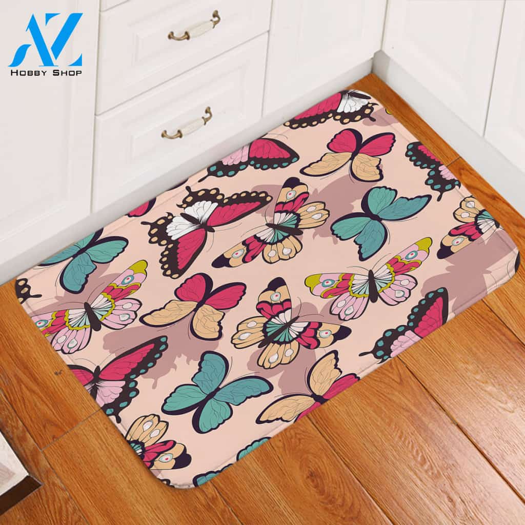 Butterflies Pink Door Mat