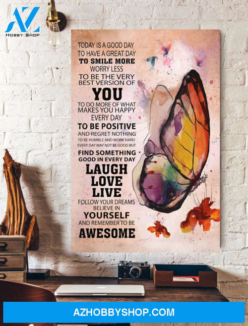 Butterflies Positive Quote Laugh Love Live Wall Art Canvas Prints Unique Gifts