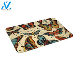 Butterflies Traditional Tattoo Flash Butterfly Doormat Indoor And Outdoor Mat Entrance Rug Sweet Home Decor Housewarming Gift Gift For Friend Family Butterflies Lovers