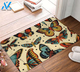 Butterflies Traditional Tattoo Flash Butterfly Doormat Indoor And Outdoor Mat Entrance Rug Sweet Home Decor Housewarming Gift Gift For Friend Family Butterflies Lovers