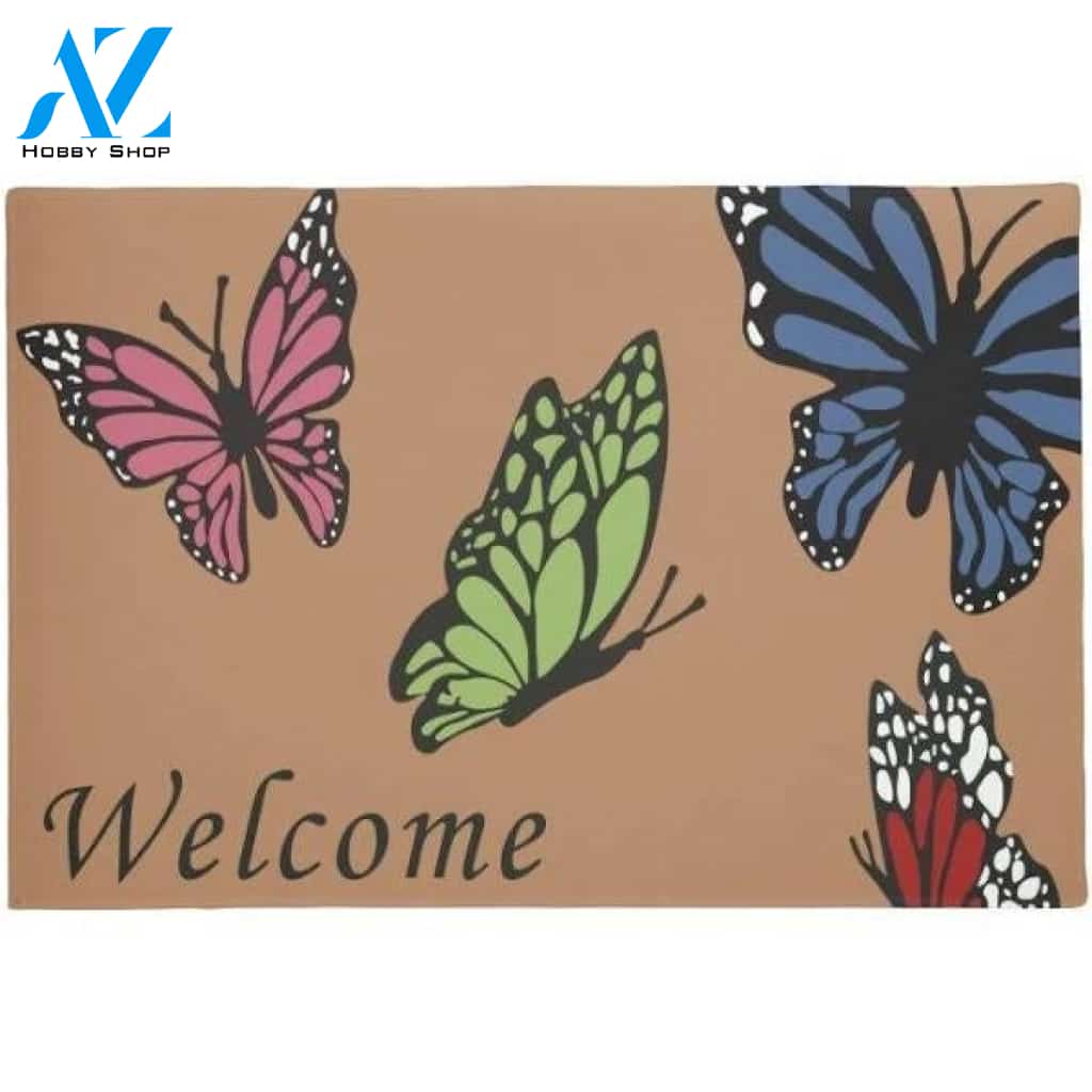Butterflies Welcome Insect Doormat Indoor and Outdoor Doormat Entrance Rug Sweet Home Decor Housewarming Gift Gift for Butterfly Lovers Insect Lovers Gift Idea