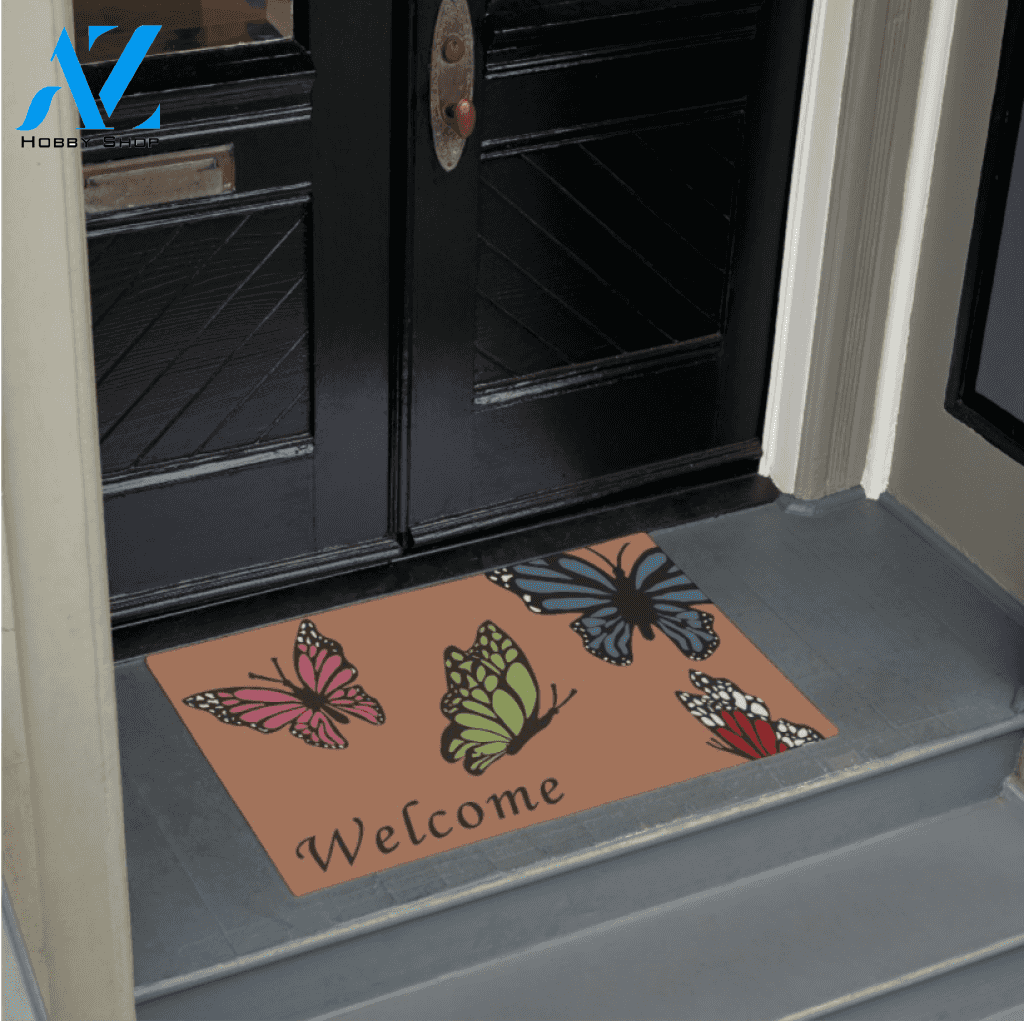Butterflies Welcome Insect Doormat Indoor and Outdoor Doormat Entrance Rug Sweet Home Decor Housewarming Gift Gift for Butterfly Lovers Insect Lovers Gift Idea