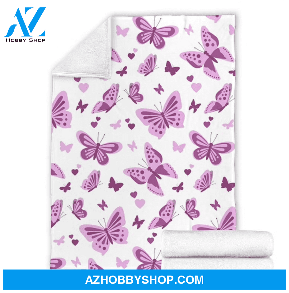 Butterfly 2 Fleece Blanket Home Decor Bedding Couch Sofa Soft And Comfy Cozy Gift For Butterfly Lover, Gift For Friend Family
