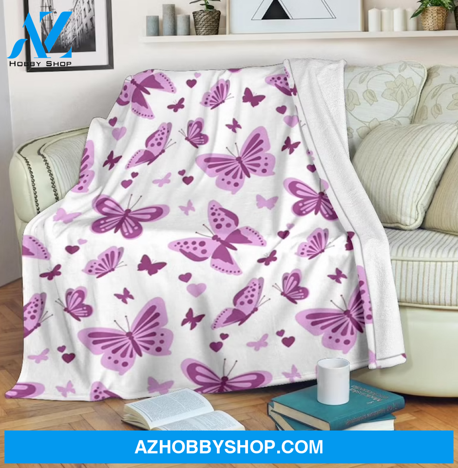 Butterfly 2 Fleece Blanket Home Decor Bedding Couch Sofa Soft And Comfy Cozy Gift For Butterfly Lover, Gift For Friend Family