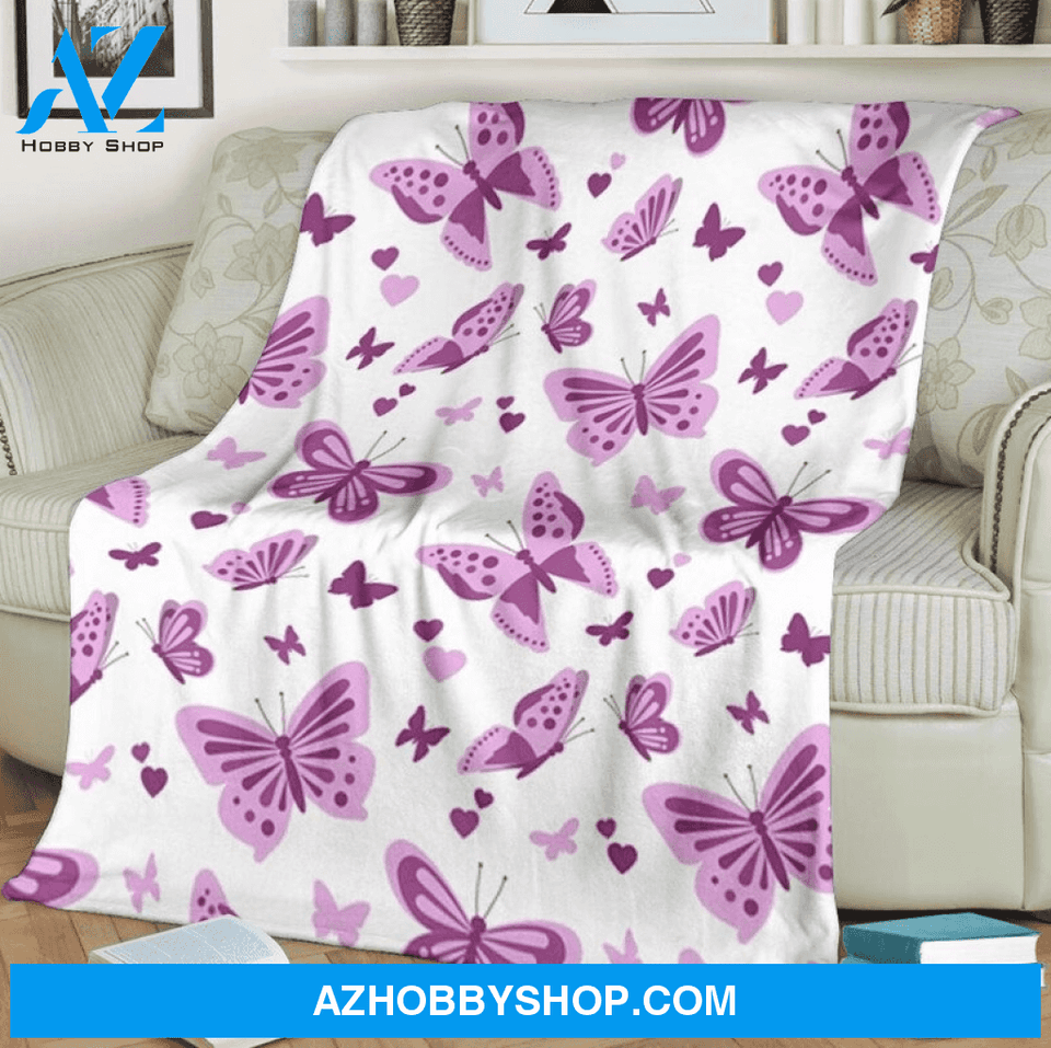 Butterfly 2 Fleece Blanket Home Decor Bedding Couch Sofa Soft And Comfy Cozy Gift For Butterfly Lover, Gift For Friend Family