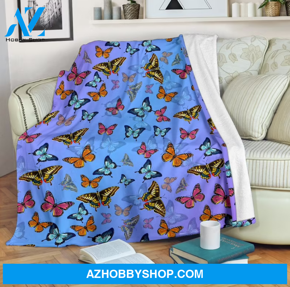Butterfly 8 Fleece Blanket Home Decor Bedding Couch Sofa Soft And Comfy Cozy Gift For Butterfly Lover, Gift For Friend Family