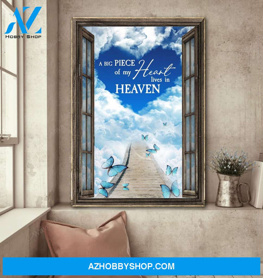 Butterfly - A piece of my heart lives in Heaven - Heaven Portrait Canvas Prints - Wall Art