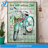 Butterfly And Bike It Is Well With My Soul Vintage Canvas And Poster, Wall Decor Visual Art