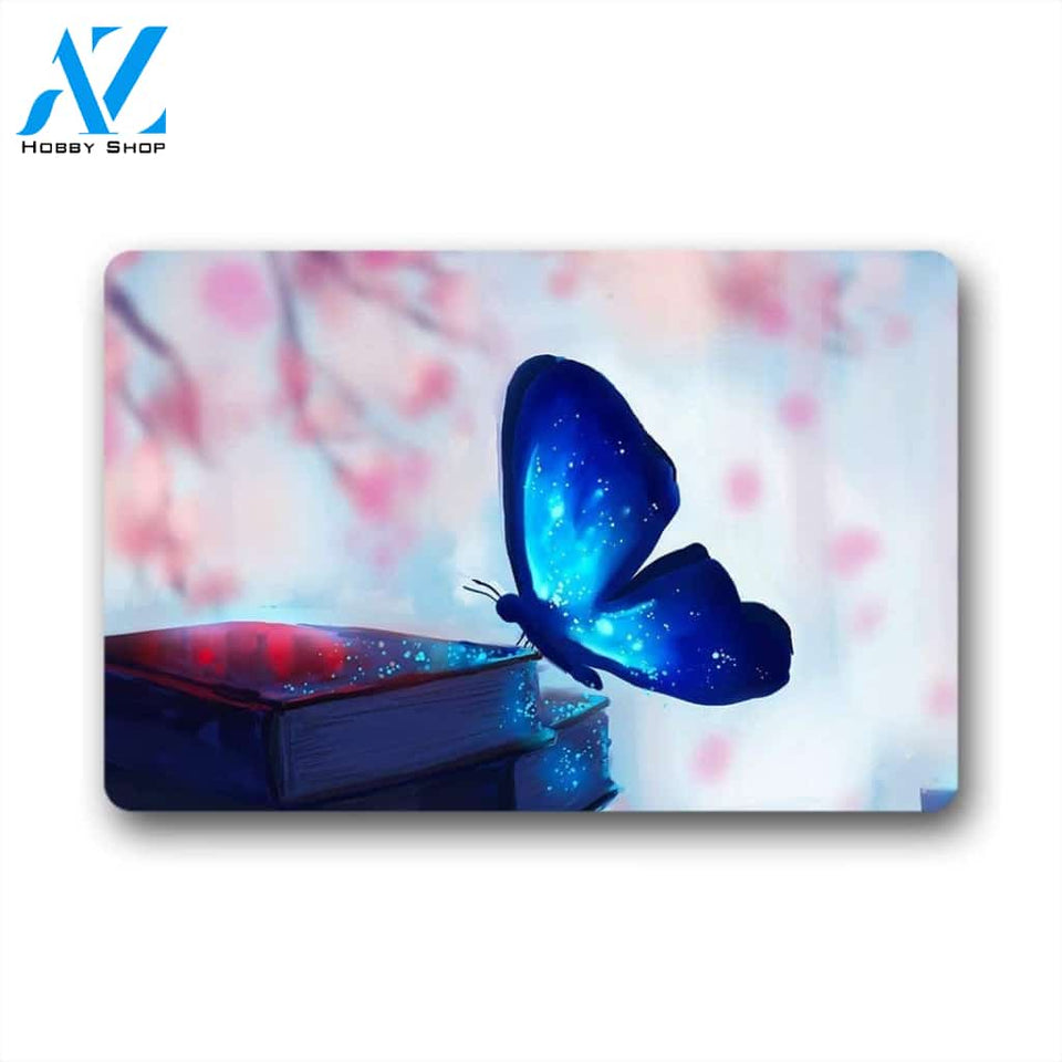 Butterfly And Books Doormat Indoor And Outdoor Mat Entrance Rug Sweet Home Decor Housewarming Gift Gift For Friend Family Butterflies Lovers