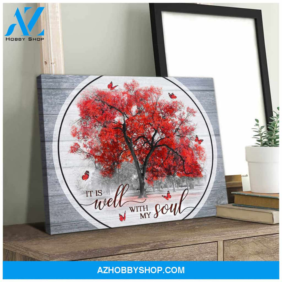 Butterfly and Tree Canvas It Is Well With My Soul Wall Art Decor