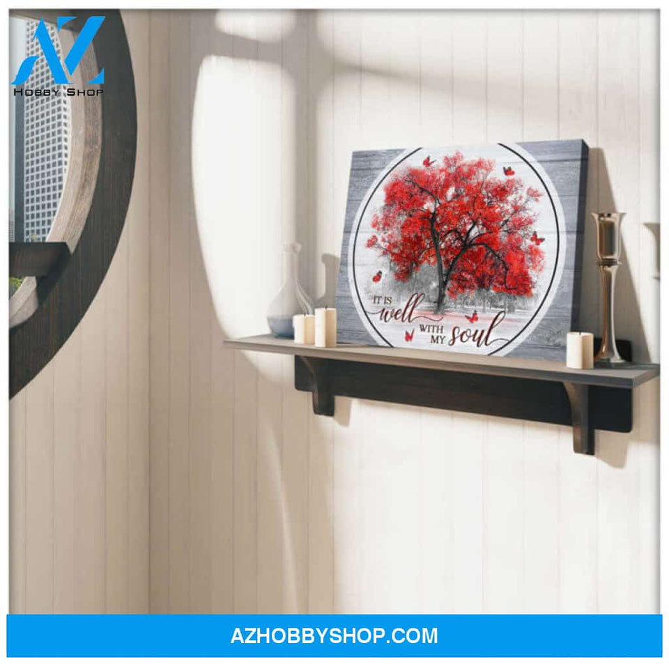 Ohcanvas Butterfly and Tree Canvas It Is Well With My Soul Wall Art Decor