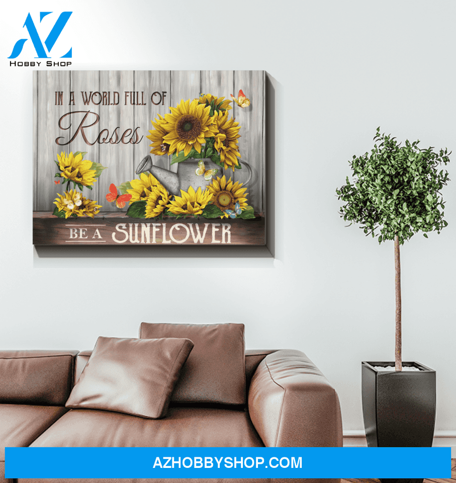 Butterfly Be A Sunflower Wall Art Canvas Prints, Wall Decor Visual Art