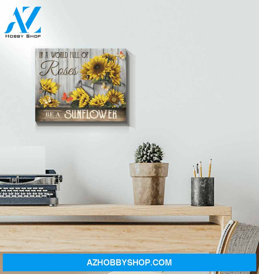 Butterfly Be A Sunflower Wall Art Canvas Prints, Wall Decor Visual Art