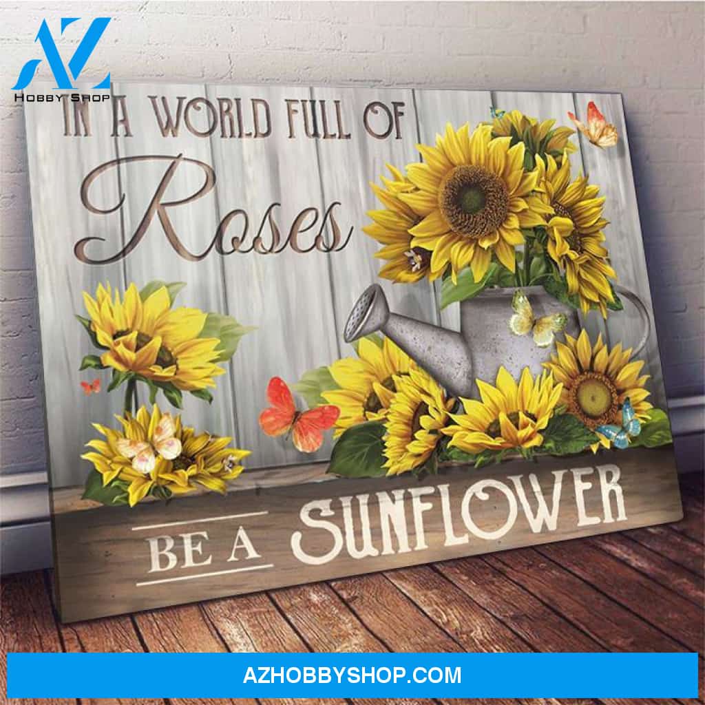 Butterfly Be A Sunflower Wall Art Canvas Prints, Wall Decor Visual Art