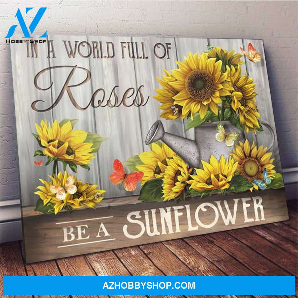 Butterfly Be A Sunflower Wall Art Canvas Prints, Wall Decor Visual Art
