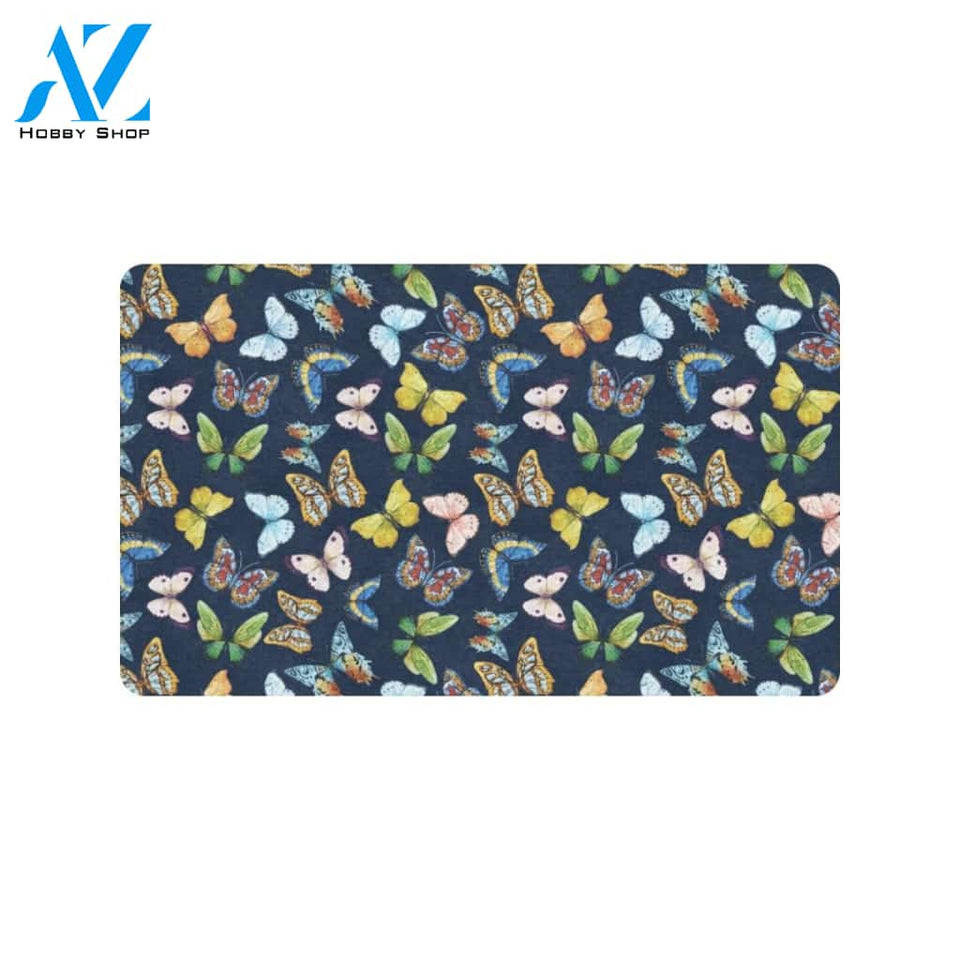 Butterfly Beautiful Print Pattern Rubber Doormat